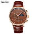 BELUSHI WS526 Men Watches Business Wristwatches Quartz Watch Chronograph Stainless Steel Moon Phase